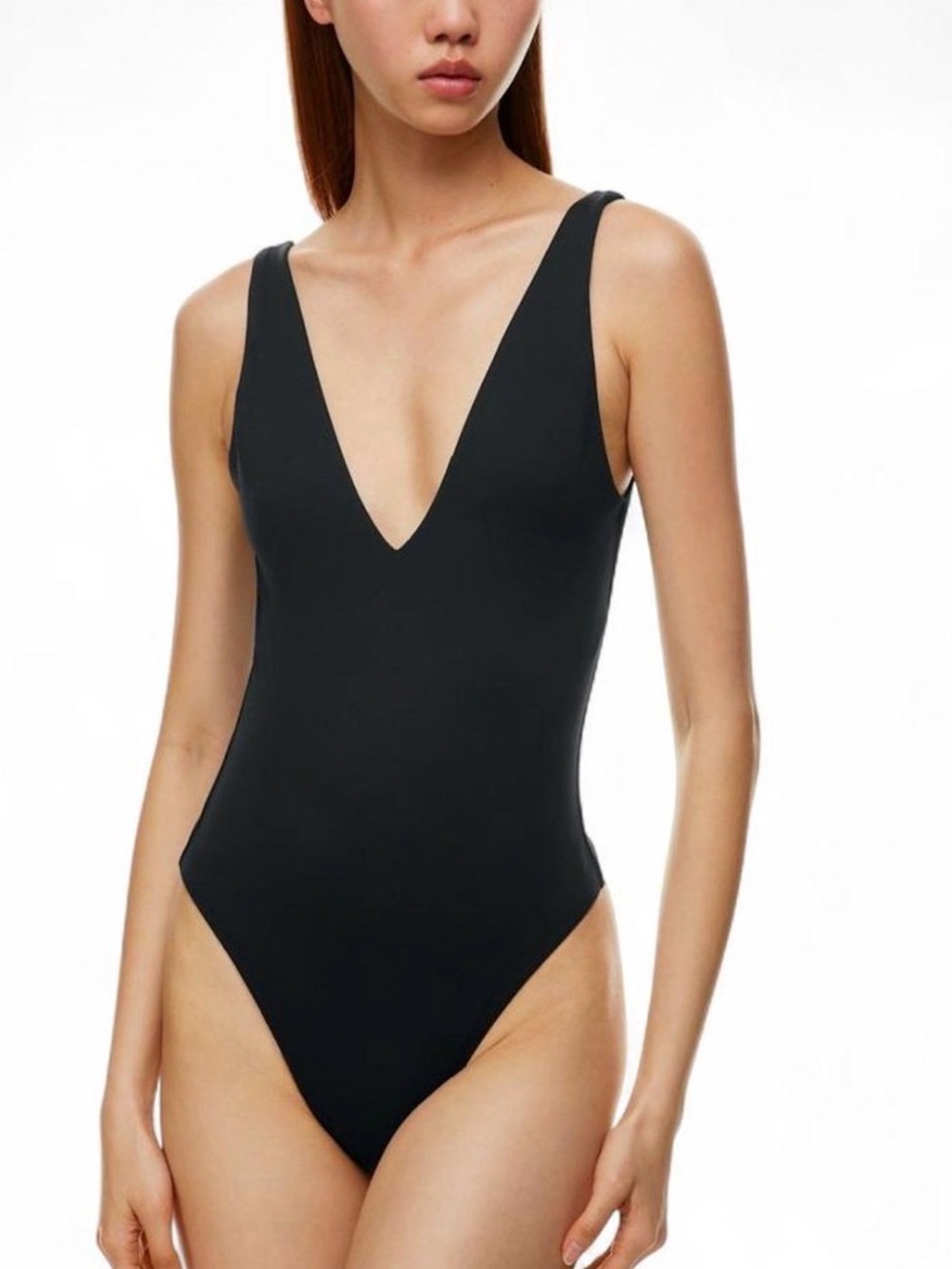 Aritzia Babaton Double V neck Black Body Suit